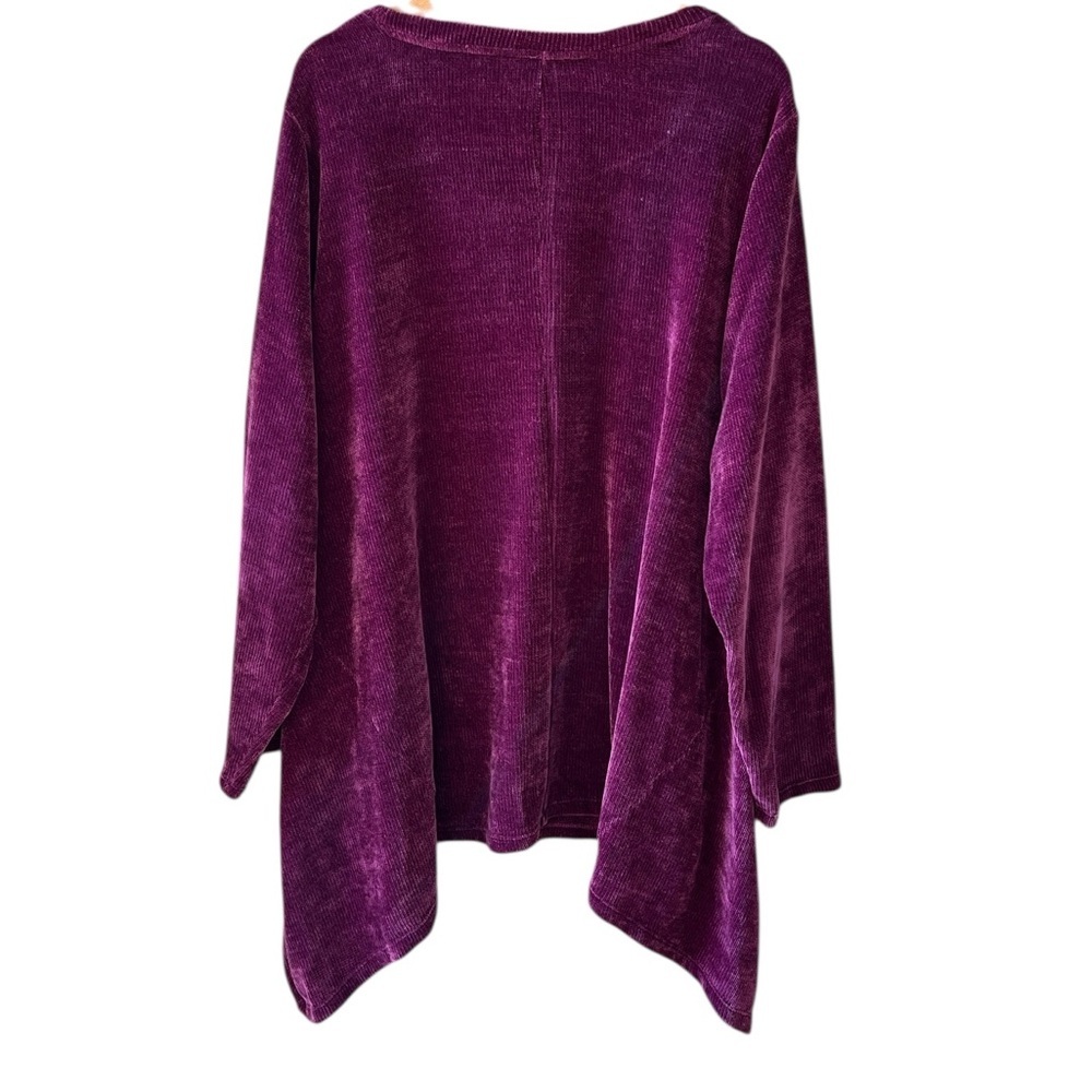 LOGO by Lori Goldstein Magenta 3X Chenille Tunic Top Shark Bite Hem - Picture 8 of 9
